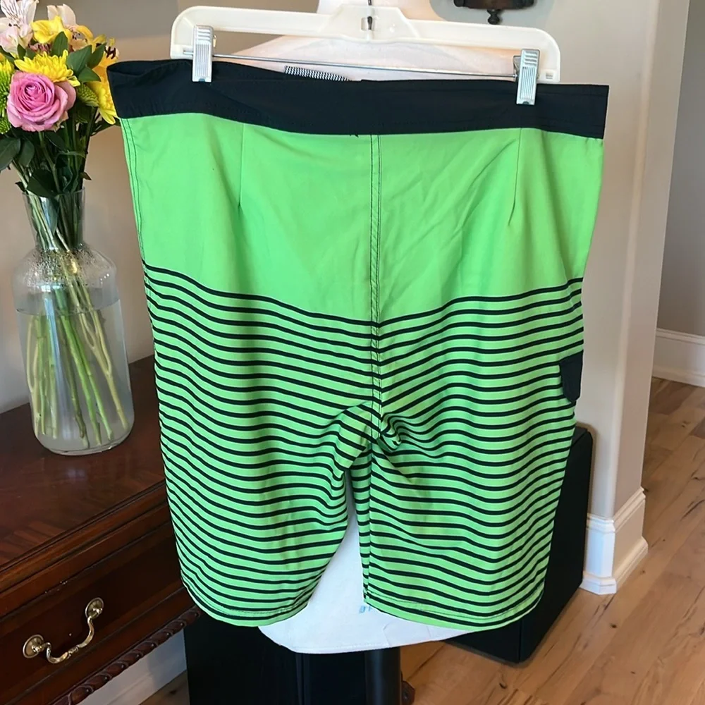 Neon Green and Black Board Shorts Dynamic Swiim Trunks